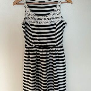 Toad&Co Black and White Striped Midi Dress